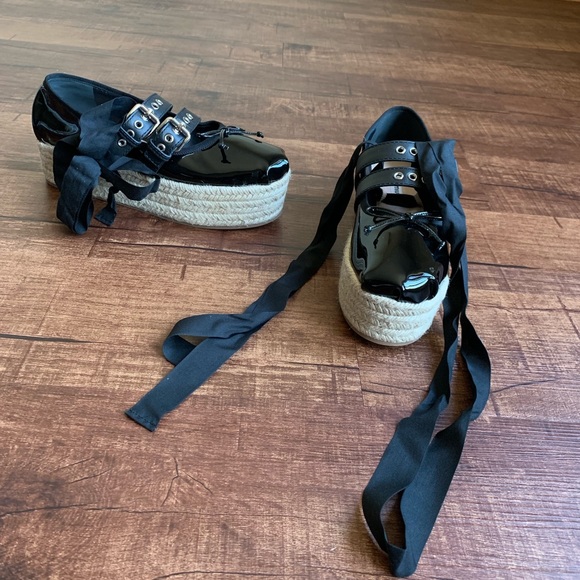 Miu Miu 9.5M gladiator straps platform ballet flat - Picture 1 of 8